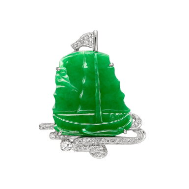 View full screen - View 1 of Lot 664. Jadeite and Diamond Pendant | 天然翡翠 配 鑽石 掛墜.