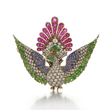 View full screen - View 1 of Lot 172. A gem-set and diamond brooch.