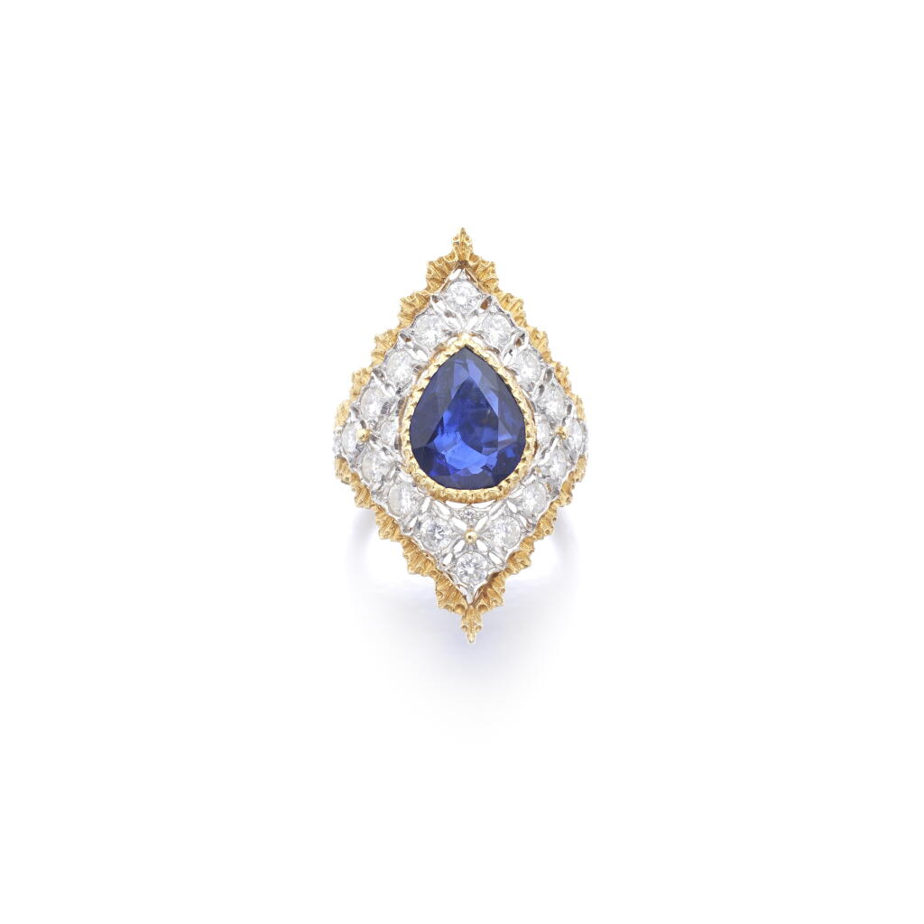View full screen - View 1 of Lot 826. Sapphire and diamond ring.