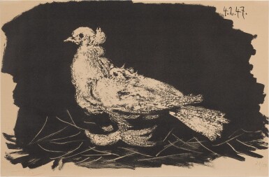 View full screen - View 1 of Lot 51. Pigeon blanc Fond noir (B. 420; M. 65).