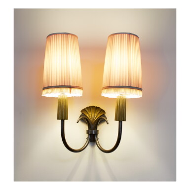 View full screen - View 1 of Lot 102. GENET & MICHON | PAIR OF TWO-LIGHT SCONCES.