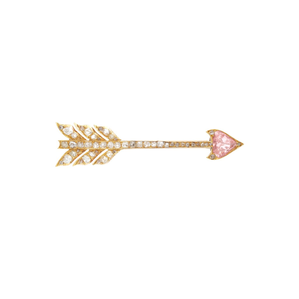 View full screen - View 1 of Lot 1165. Fancy Intense Pink diamond and diamond brooch, early 20th century.