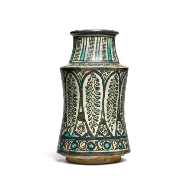 View full screen - View 1 of Lot 196. A Raqqa blue and black pottery albarello, Syria, first half 13th century.