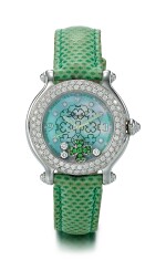 DIAMOND AND GARNET WRISTWATCH, "HAPPY SPORT", CHOPARD | 鑽石 配 石榴石 腕錶, "Happy Sport", 蕭邦 (Chopard)