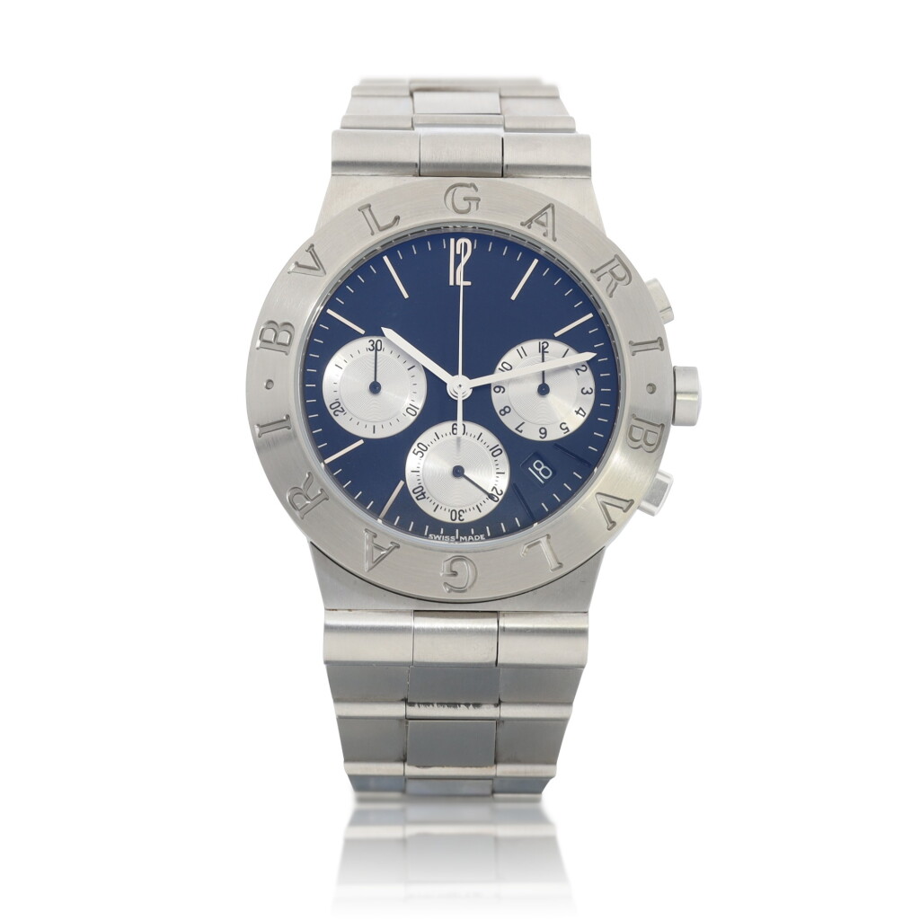 View full screen - View 1 of Lot 8071. Bvlgari | Bvlgari Bvlgari, Reference CH 35 SG, A stainless steel chronograph wristwatch with date and bracelet, Circa 2000 | 寶格麗 | Bvlgari Bvlgari 型號 CH 35 SG 精鋼計時鏈帶腕錶,備日期顯示,約2000年製.