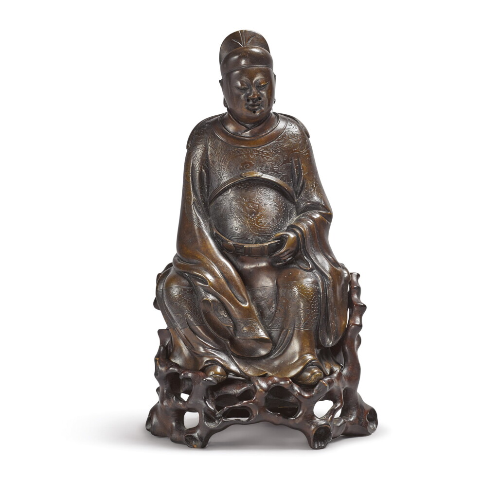 View full screen - View 1 of Lot 615. A BRONZE FIGURE OF WEN CHANG, LATE MING DYNASTY.