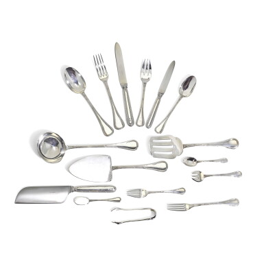 View full screen - View 1 of Lot 76. A FRENCH SILVER FLATWARE SERVICE, PUIFORCAT, PARIS, LATE 20TH CENTURY.
