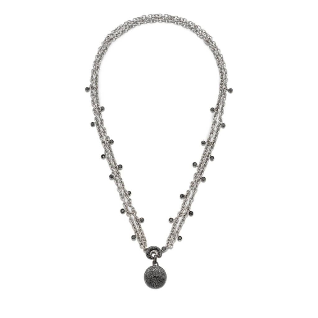 View full screen - View 1 of Lot 129. Black Diamond 'Boule' Necklace.