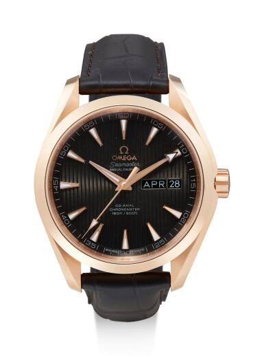 View full screen - View 1 of Lot 8037. OMEGA | SEAMASTER AQUA TERRA, REFERENCE 231.53.43.22.06.003, A PINK GOLD ANNUAL CALENDAR WRISTWATCH, CIRCA 2010.