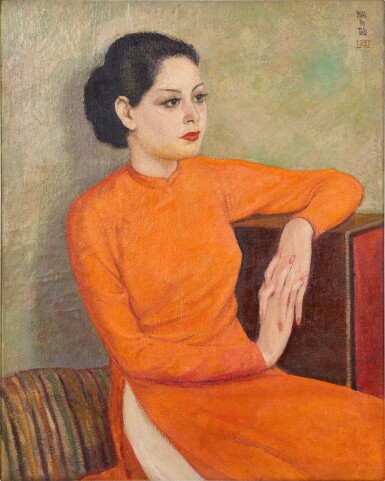 View full screen - View 1 of Lot 2806. Mai Trung Thu 枚中栨 (梅忠恕)| Femme à la robe orange 橙衣女子.