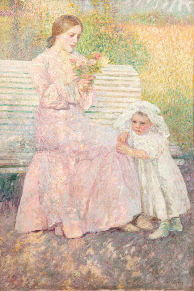 View full screen - View 1 of Lot 51. Mère et enfant sur un banc.