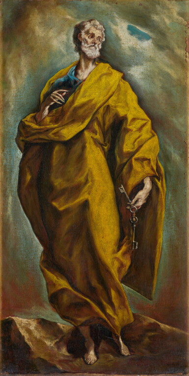 View full screen - View 1 of Lot 56. Follower of El Greco, Saint Peter | Suiveur du Greco, Saint Pierre.