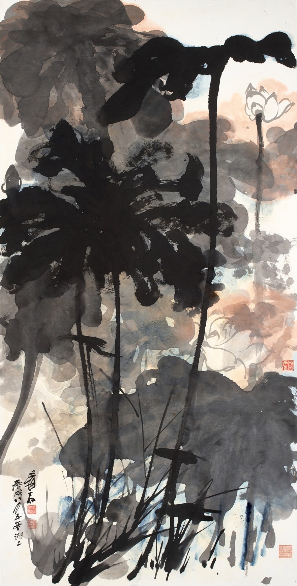 View full screen - View 1 of Lot 3028. 張大千 水殿風來暗香滿 | Zhang Daqian, Lotus in the Wind.