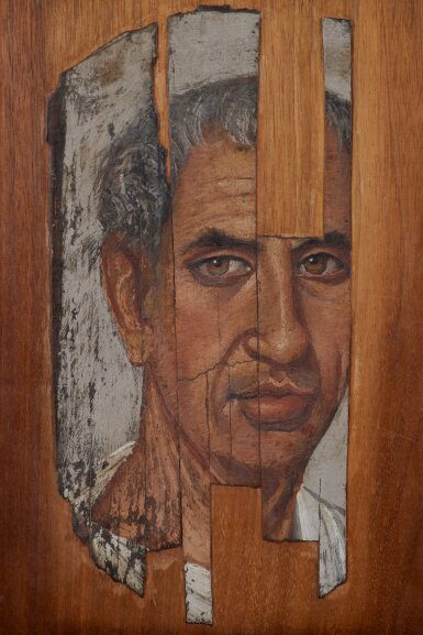 View full screen - View of Mummy Portrait of a Man, Roman Egypt, Flavian Period, circa late 1st century A.D..