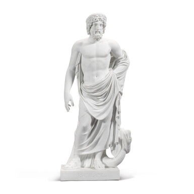 View full screen - View 1 of Lot 55. A Sèvres white biscuit figure of Esculape, circa 1820.