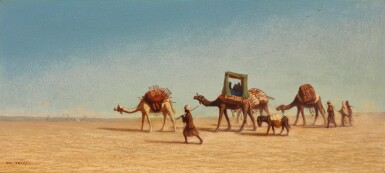 View full screen - View 1 of Lot 131. CHARLES THÉODORE FRÈRE | A FAMILY CROSSING THE DESERT.