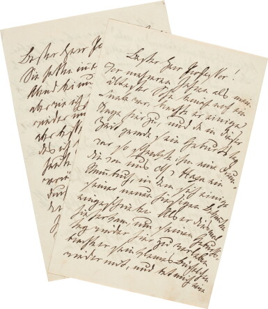 View full screen - View 1 of Lot 56. Ottilie von Goethe | Two autograph letters signed, to the sculptor Ernst Rietschel, mid C19th.