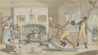 View full screen - View 1 of Lot 179. An interior scene with figures.