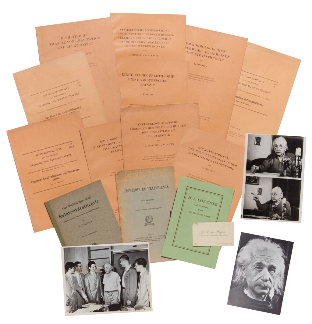 View full screen - View 1 of Lot 129. Einstein, A collection of 14 offprints, 1909-1953, and 3 later photographs.