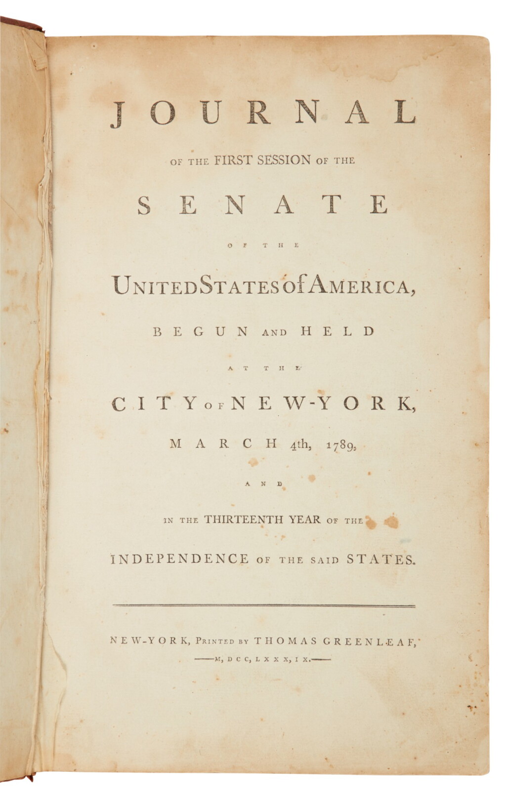 View full screen - View 1 of Lot 72. United States Senate (Bill of Rights) | A discussion of the proposed Bill of Rights.