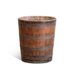 AN OVERSCALE COOPERED OAK LOG OR PEAT BUCKET, 19TH CENTURY