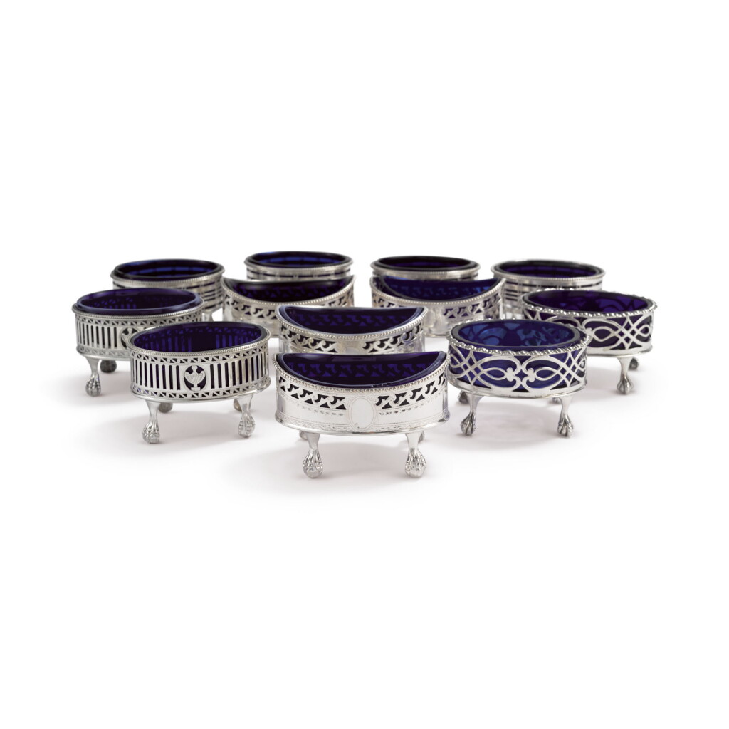View full screen - View 1 of Lot 726. TWELVE GEORGE III SILVER OVAL SALTS, LONDON, 1767-1788.