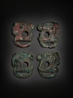 Four archaic bronze chariot fittings, Western Zhou dynasty | 西周 青銅獸面飾四件