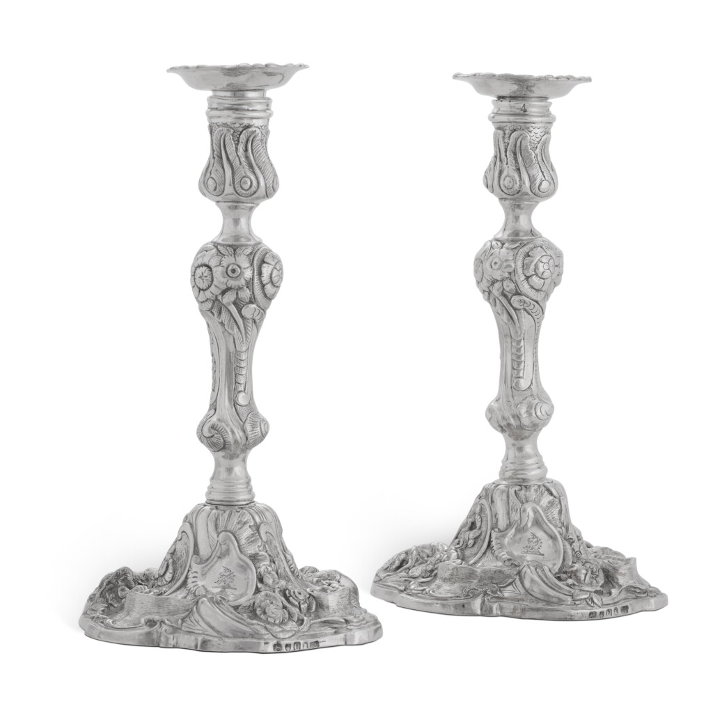 View full screen - View 1 of Lot 101. A pair of George III silver candlesticks, Edward Farrell, London, 1815.