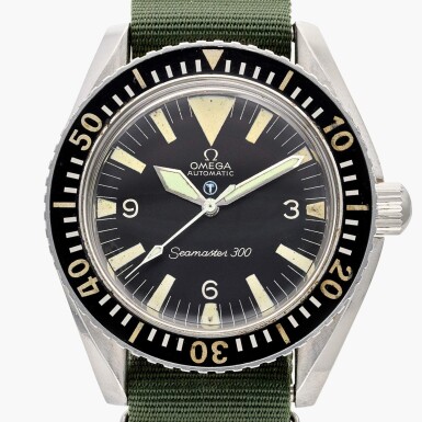 View full screen - View 1 of Lot 97. Reference ST 165.024 Seamaster 300 'Military' | A stainless steel automatic wristwatch, Issued to the Royal British Army, Made in 1967.