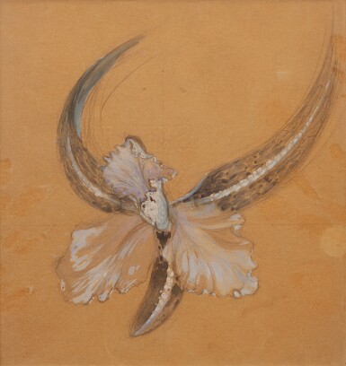 View full screen - View 1 of Lot 13. Dessin préparatoire pour le peigne "Orchidée Cattleya" | Preparatory drawing for the 'Orchidée Cattleya' comb.