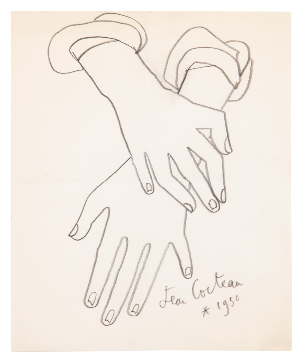 View full screen - View 1 of Lot 81. Deux mains. Dessin original. 1950. Mine de plomb. Provenance : Pierre Berès..
