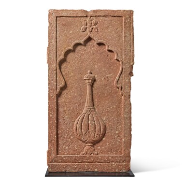 View full screen - View 1 of Lot 36. A Mughal red sandstone panel, North India, 17th century.