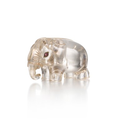 View full screen - View 1 of Lot 1027. A gem-set rock crystal elephant, possibly by Cartier, circa 1900/1905.