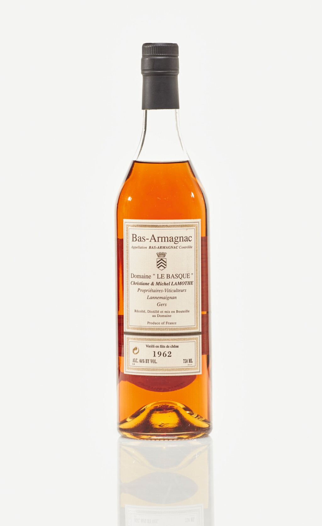 View full screen - View 1 of Lot 47. Bas Armagnac Domaine "Le-Basque", Christiane & Michel Lamothe, 45.0 abv 1962 (1 BT75cl) .