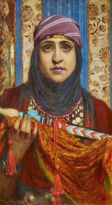 View full screen - View of Portrait of an Egyptian woman wielding a ceremonial dagger.