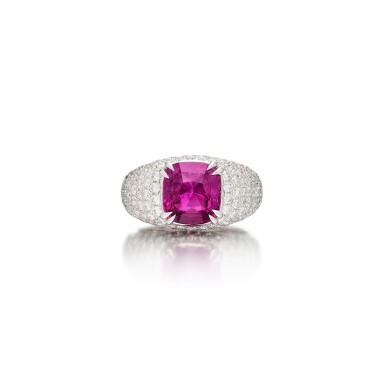 View full screen - View 1 of Lot 540. Pink Sapphire and Diamond Ring .