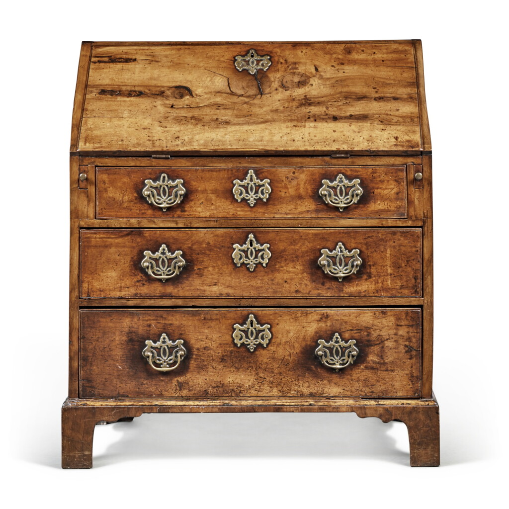 View full screen - View 1 of Lot 494. A George II Yew Wood Slant Front Desk, Circa 1730.