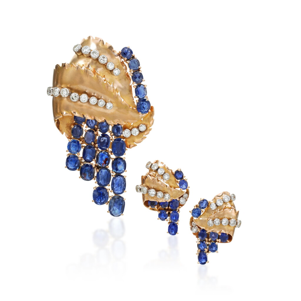 View full screen - View 1 of Lot 602. Sapphire and Diamond Demi-Parure.