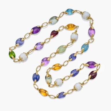 View full screen - View 1 of Lot 379. Gold and Colored Stone 'Fulco' Necklace.