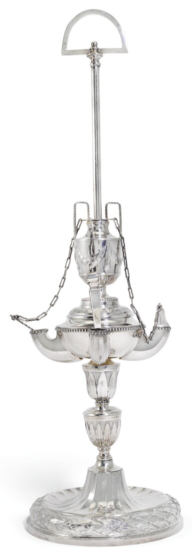 View full screen - View 1 of Lot 88. A MALTESE SILVER OIL LAMP (LAMPIER), GIOACCHINO LEBRUN, DE ROHAN PERIOD, CIRCA 1775.