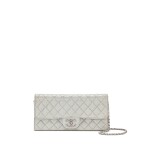 Silver Metallic Coated Canvas Quilted Shoulder Bag Silver Hardware, 2010-11