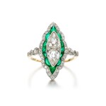 Emerald and diamond ring