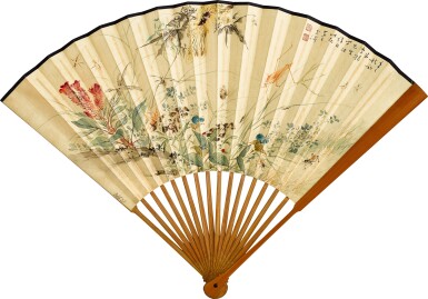 View full screen - View 1 of Lot 2550. 王雪濤 秋日草蟲 | Wang Xuetao, Insects by Blooming Flowers.