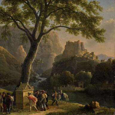 View full screen - View 1 of Lot 287. JEAN-JOSEPH-XAVIER BIDAULD | FRANÇOIS I AT THE FOUNTAIN OF VAUCLUSE.
