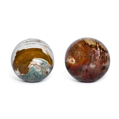 View full screen - View 1 of Lot 226. Two Madagascan Ocean Jasper Spheres.