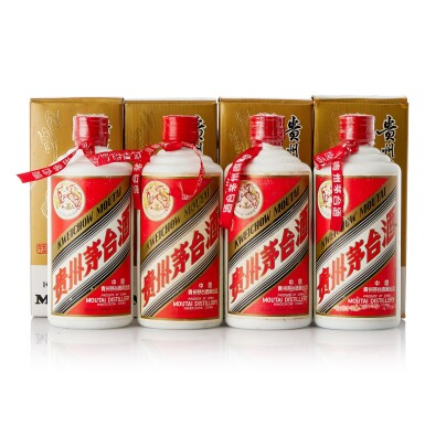 View full screen - View 1 of Lot 5098. 1990年代"飛天牌"貴州茅台酒 (鐵蓋) Kweichow Flying Fairy Moutai (Metal Cap)(4 BT37).