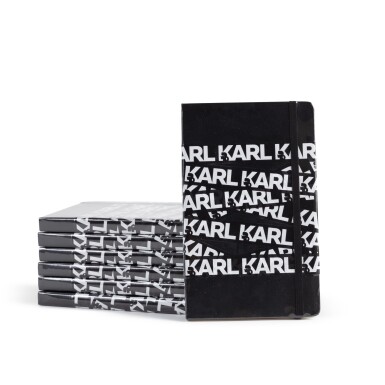 View full screen - View 1 of Lot 310. A set of seven Moleskine notebooks with KARL decorated binding | Satz von sieben Moleskine Notizbüchern, Umschlag dekoriert mit KARL.
