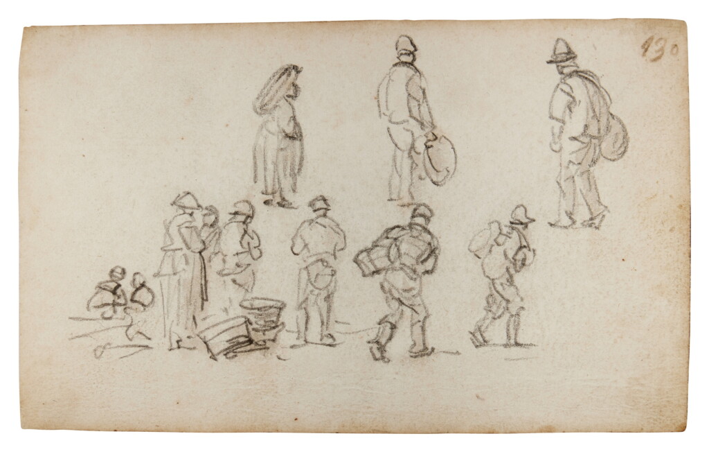 View full screen - View 1 of Lot 214. Figure studies of eleven people, many of them carrying loads.