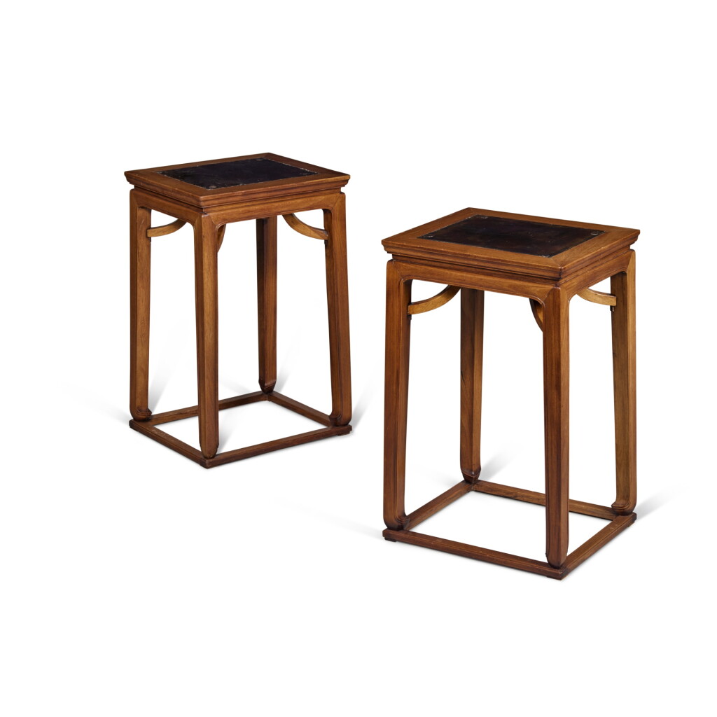 View full screen - View 1 of Lot 135. A pair of large 'Huanghuali' rectangular incense stands (Xiangji), 17th / 18th century or later | 十七 / 十八世紀或以後 黃花梨有束腰長方香几一對.