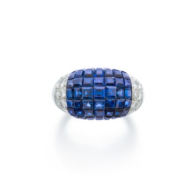 View full screen - View 1 of Lot 546. 'Mystery-set' sapphire and diamond ring.
